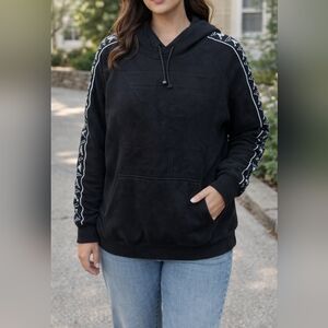 Kappa Black Logo Hoodie Size L Cotton Blend Pullover Sweatshirt Streetwear